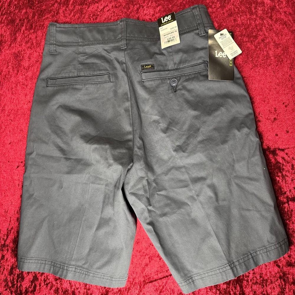 Lee Extreme Motion Chino Shorts Mens 29 Navy Straight Fit 10" Inseam Waistband - Picture 2 of 11